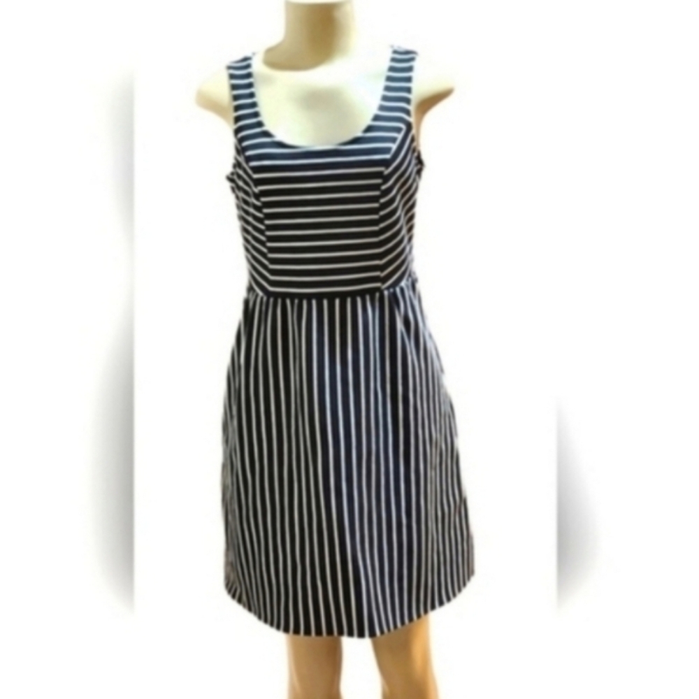 Maison Jules Black and white striped Sleeveless Dress Sz. Small
